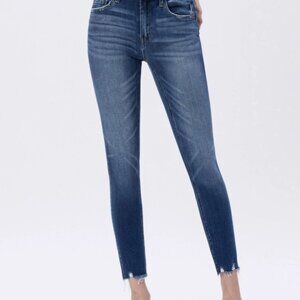 Vervet by Flying Monkey Mid Rise Raw Distressed Hem Crop Skinny Jeans T5947